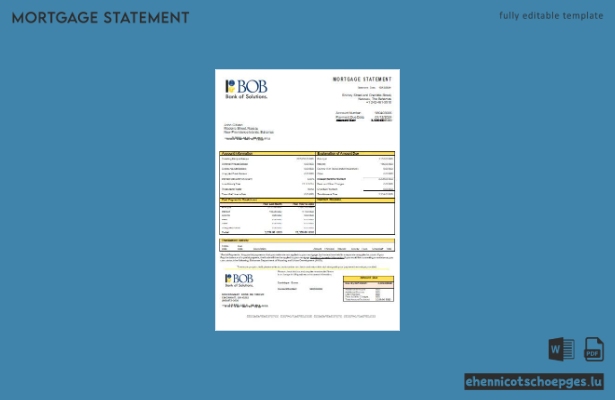 Beispielansicht eines Hypothekenkontoauszugs der Bahamas Bank of the Bahamas